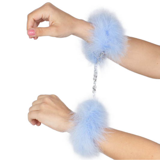 Secretplay Blue Light Marabou Handcuffs | Niks.fi verkkokauppa