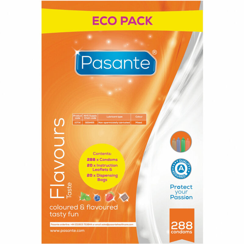 Pasante Condoms Eco Pack Flavors Bag 288 Units | Niks.fi verkkokauppa