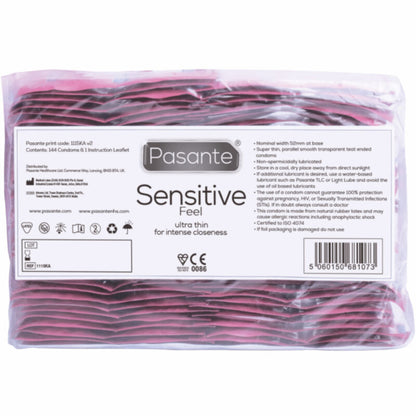 Pasante Condoms Sensitive Bag 144 Units | Niks.fi verkkokauppa