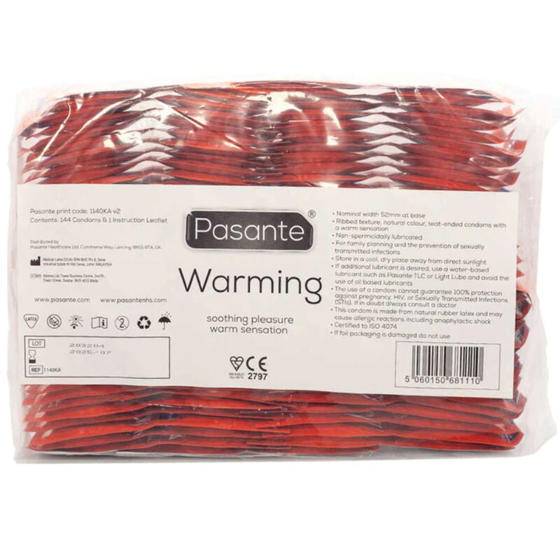 Pasante Condoms Warming Effect Bag 144 Units | Niks.fi verkkokauppa