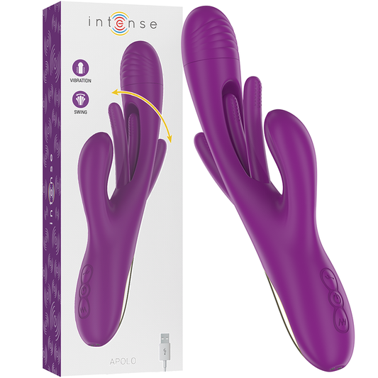 Intense Apolo Rechargeable Multifunction Vibrator 7 Vibrations With Swinging Motion Purple | Niks.fi verkkokauppa