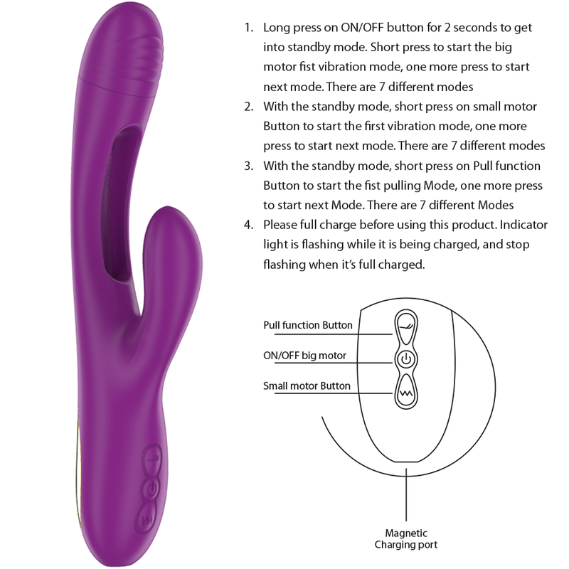 Intense Apolo Rechargeable Multifunction Vibrator 7 Vibrations With Swinging Motion Purple | Niks.fi verkkokauppa