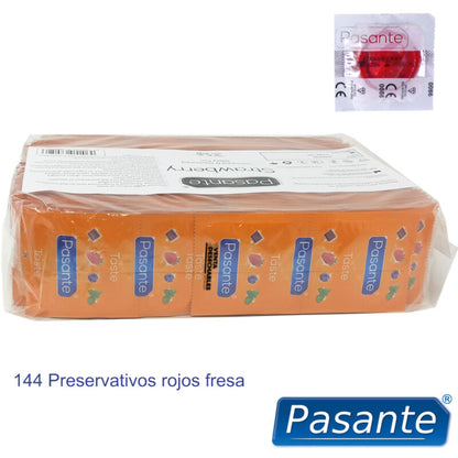 Pasante Condoms Flavor Strawberry Bag 144 Units | Niks.fi verkkokauppa