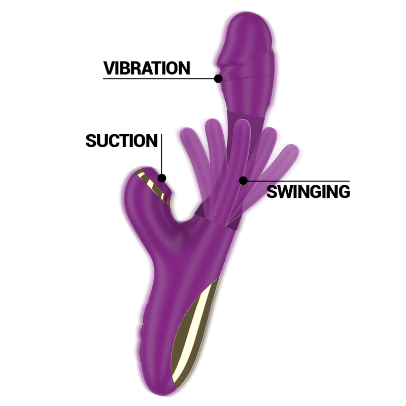 Intense Ateneo Rechargeable Multifunction Vibrator 7 Vibrations With Swinging Motion And Sucking Purple | Niks.fi verkkokauppa