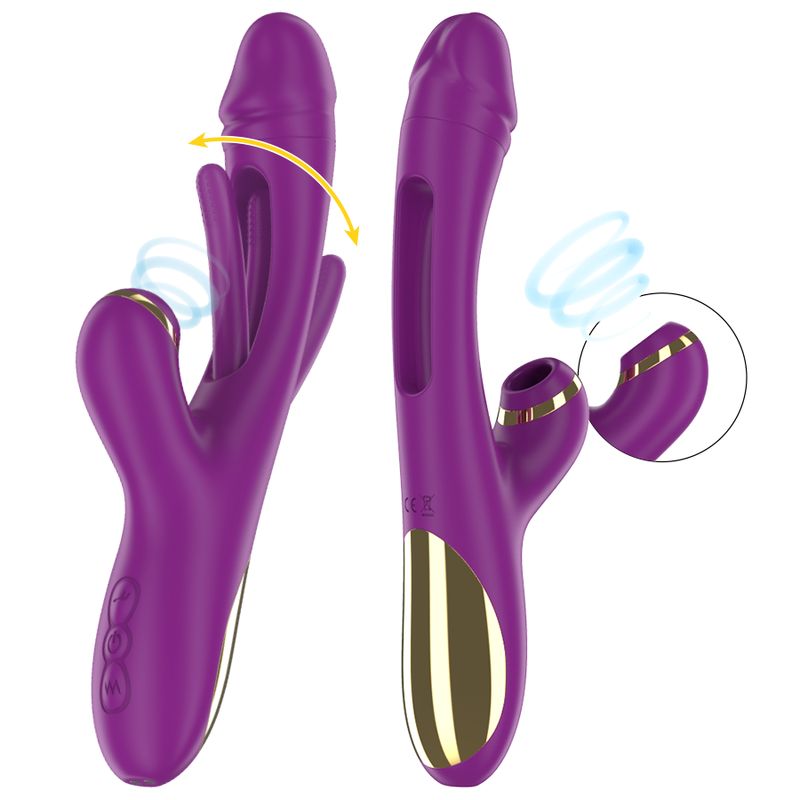 Intense Ateneo Rechargeable Multifunction Vibrator 7 Vibrations With Swinging Motion And Sucking Purple | Niks.fi verkkokauppa