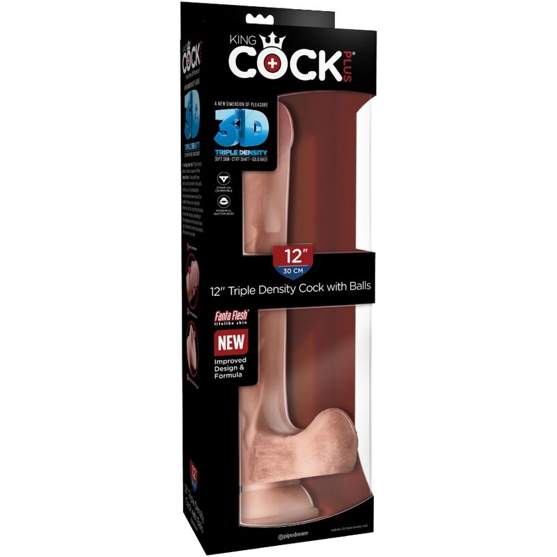 King Cock Realistic Penis With Balls 3D 24.8 Cm Light | Niks.fi verkkokauppa