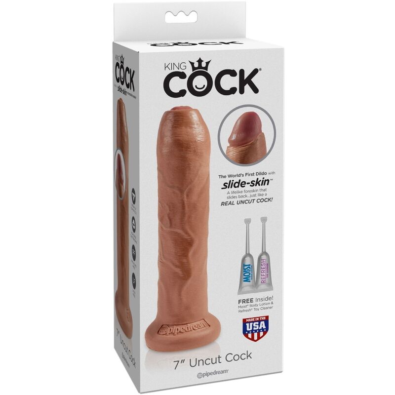 King Cock Uncut Realistic Penis 17.8 Cm Caramel | Niks.fi verkkokauppa