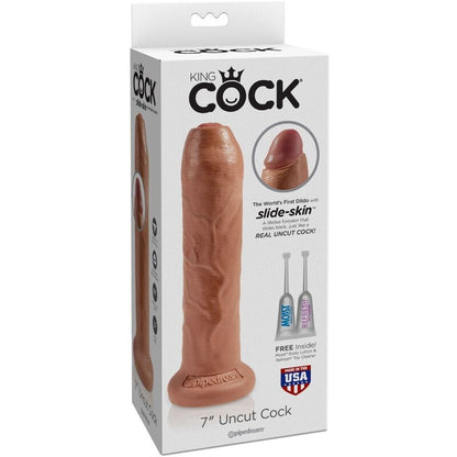 King Cock Uncut Realistic Penis 17.8 Cm Caramel | Niks.fi verkkokauppa