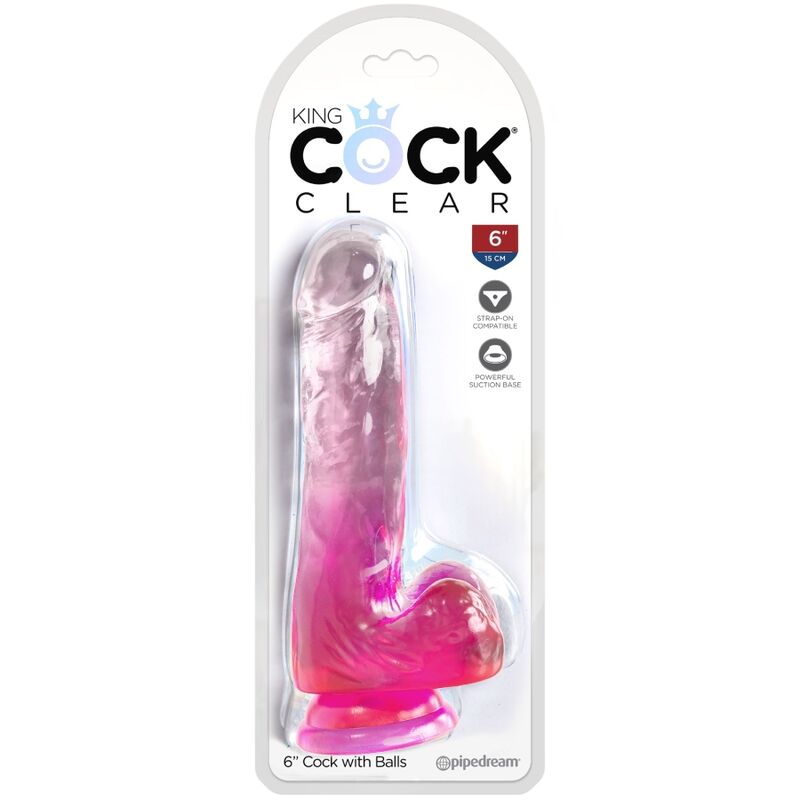 King Cock Clear Realistic Penis With Balls 13.5 Cm Pink | Niks.fi verkkokauppa