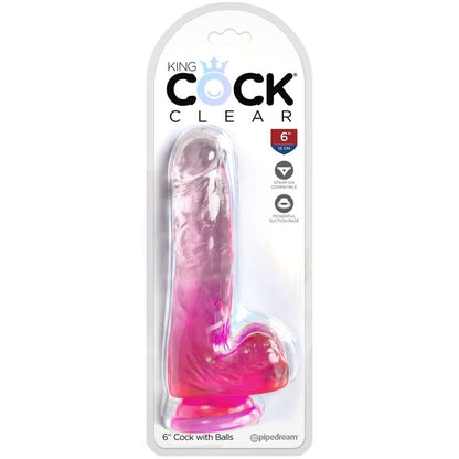 King Cock Clear Realistic Penis With Balls 13.5 Cm Pink | Niks.fi verkkokauppa