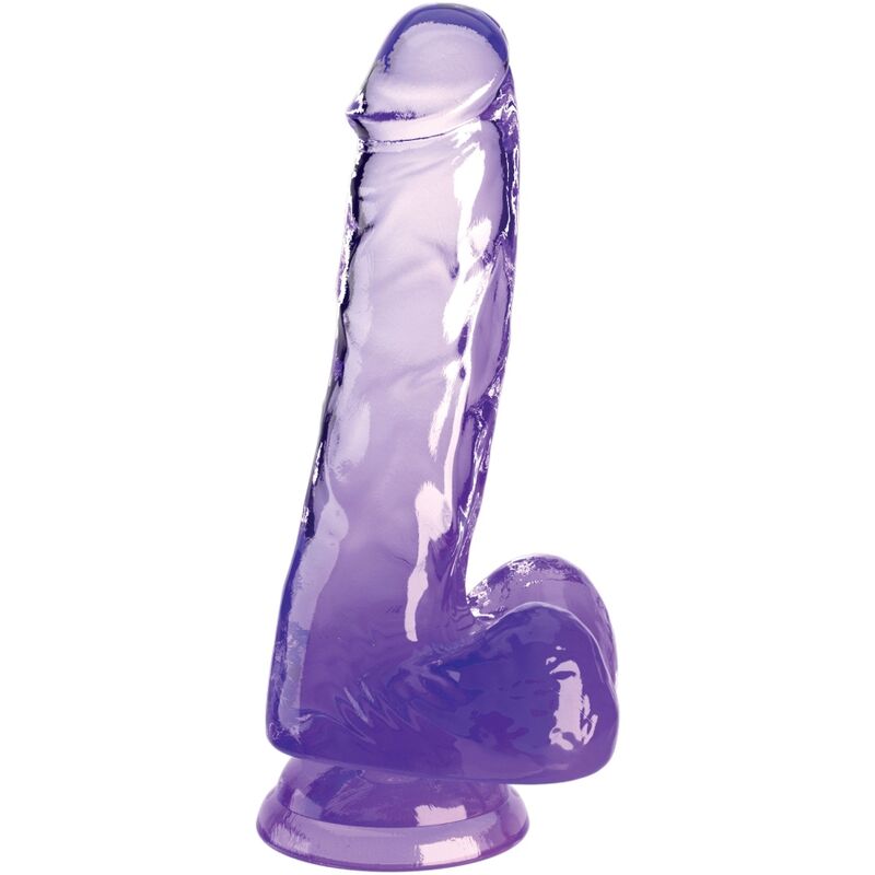 King Cock Clear Realistic Penis With Balls 13.5 Cm Purple | Niks.fi verkkokauppa