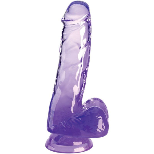 King Cock Clear Realistic Penis With Balls 13.5 Cm Purple | Niks.fi verkkokauppa