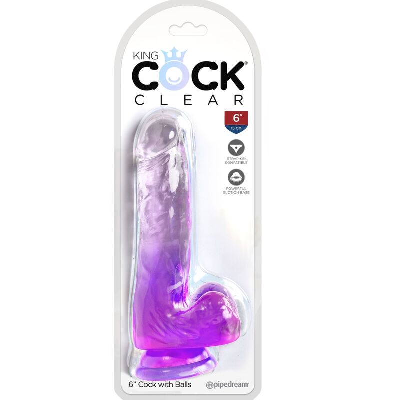 King Cock Clear Realistic Penis With Balls 13.5 Cm Purple | Niks.fi verkkokauppa