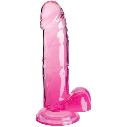 King Cock Clear Realistic Penis With Balls 15.2 Cm Pink | Niks.fi verkkokauppa