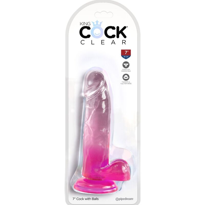 King Cock Clear Realistic Penis With Balls 15.2 Cm Pink | Niks.fi verkkokauppa