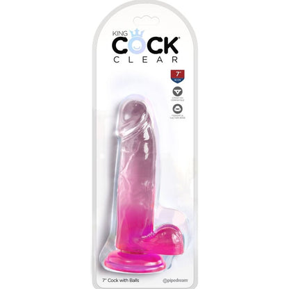King Cock Clear Realistic Penis With Balls 15.2 Cm Pink | Niks.fi verkkokauppa