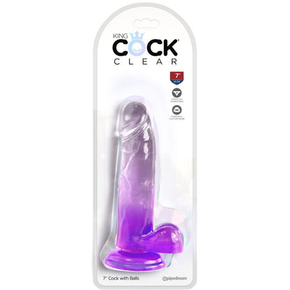 King Cock Clear Realistic Penis With Balls 15.2 Cm Purple | Niks.fi verkkokauppa
