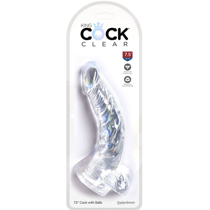 King Cock Clear Realistic Curved Penis With Balls 16.5 Cm Transparent | Niks.fi verkkokauppa