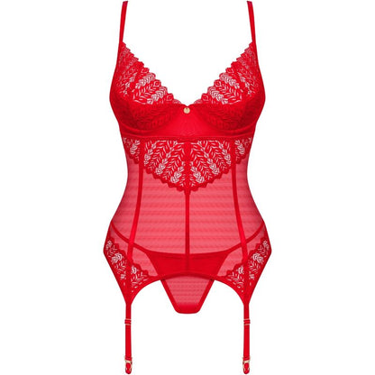 Obsessive Ingridia Corset & Thong Red Xs/S | Niks.fi verkkokauppa