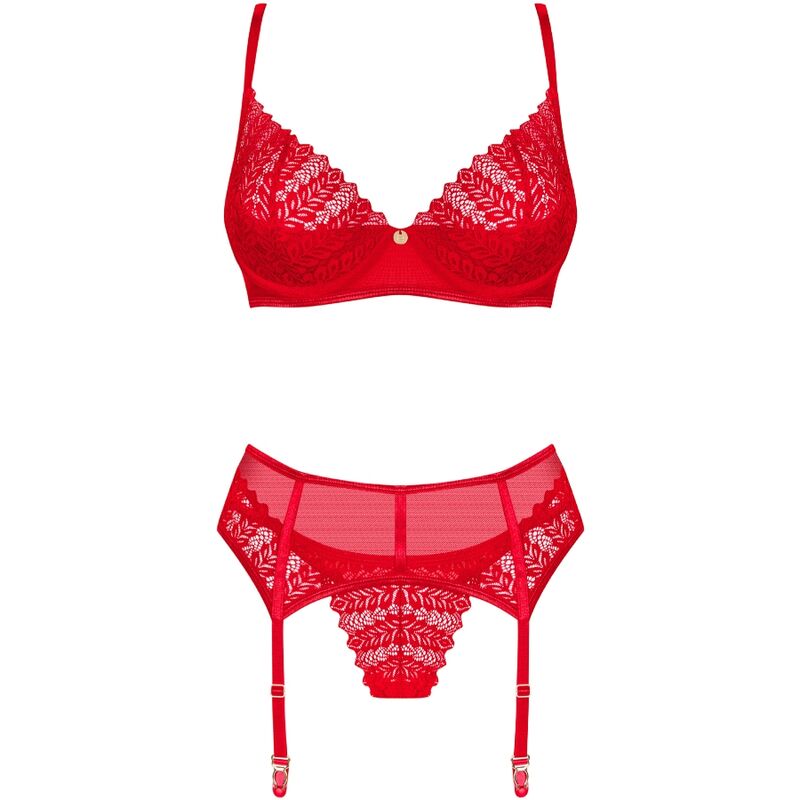 Obsessive Ingridia Set Two Pieces Crotchless Red Xl/Xxl | Niks.fi verkkokauppa