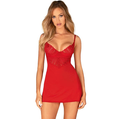 Obsessive Ingridia Chemise & Thong Red Xl/Xxl | Niks.fi verkkokauppa