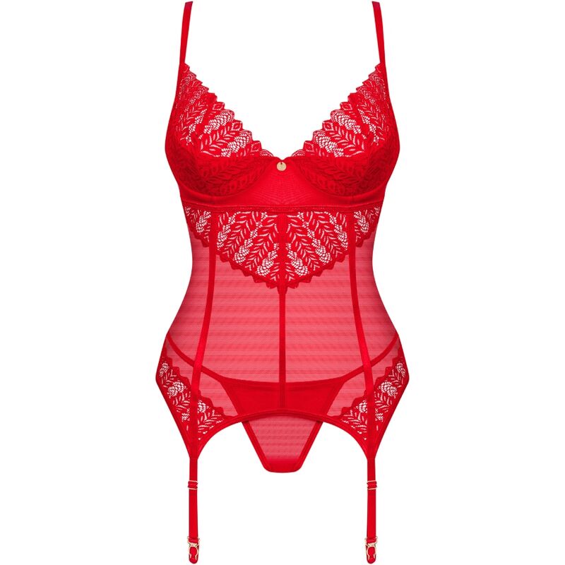 Obsessive Ingridia Corset & Thong Red M/L | Niks.fi verkkokauppa