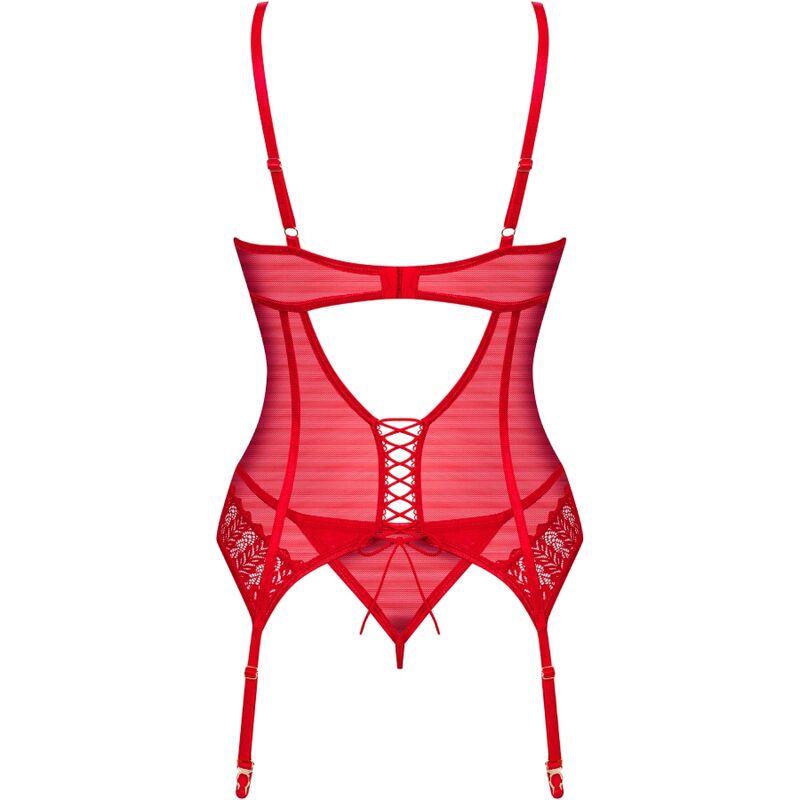 Obsessive Ingridia Corset & Thong Red M/L | Niks.fi verkkokauppa