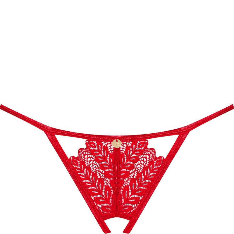 Obsessive Ingridia Thong Crotchless Red M/L | Niks.fi verkkokauppa