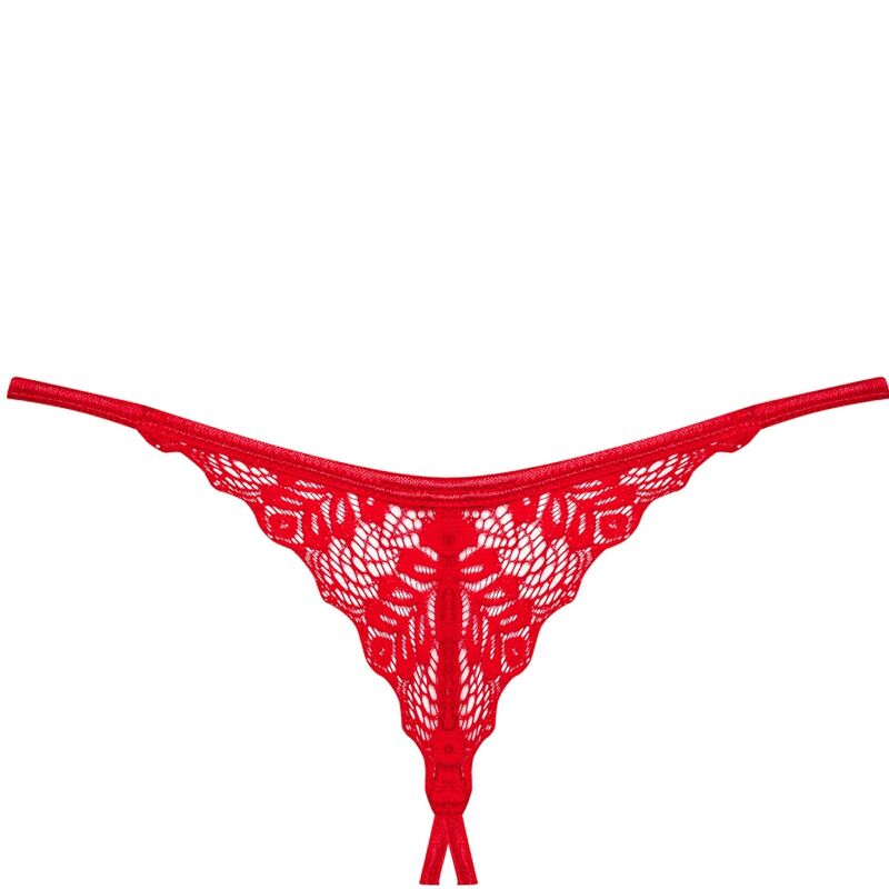 Obsessive Ingridia Thong Crotchless Red M/L | Niks.fi verkkokauppa