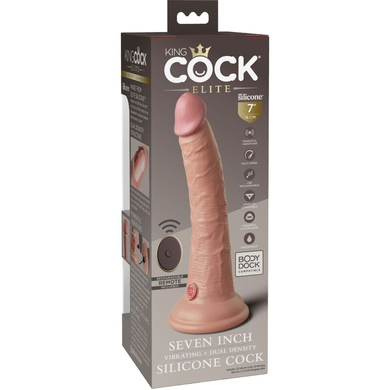 King Cock Elite Realistic Dildo Vibrator & Silicone Remote Control 17.8 Cm | Niks.fi verkkokauppa