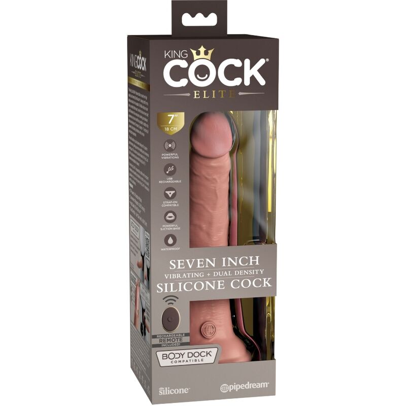 King Cock Elite Realistic Dildo Vibrator & Silicone Remote Control 17.8 Cm | Niks.fi verkkokauppa
