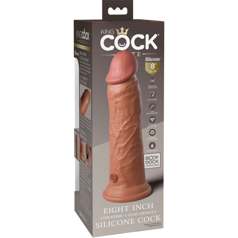 King Cock Elite Realistic Dildo Vibrating & Silicone 20.3 Cm Caramel | Niks.fi verkkokauppa