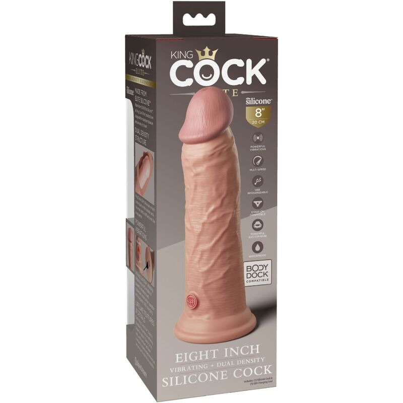King Cock Elite Realistic Dildo Vibrating & Silicone 20.3 Cm | Niks.fi verkkokauppa