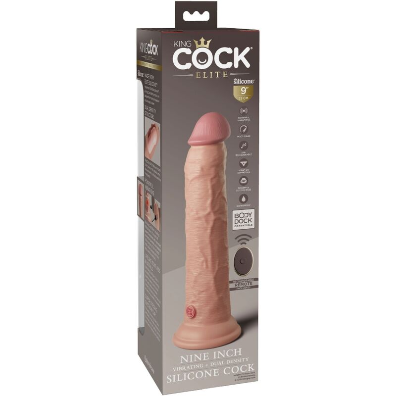 King Cock Elite Realistic Dildo Vibrator & Silicone Remote Control 23 Cm | Niks.fi verkkokauppa