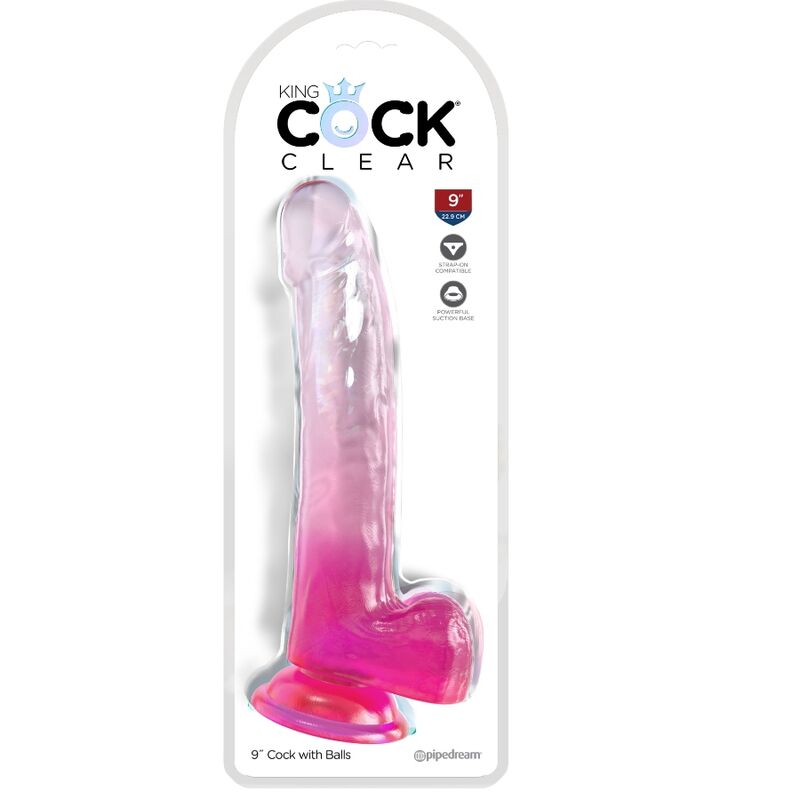King Cock Clear Dildo With Testicles 20.3 Cm Pink | Niks.fi verkkokauppa
