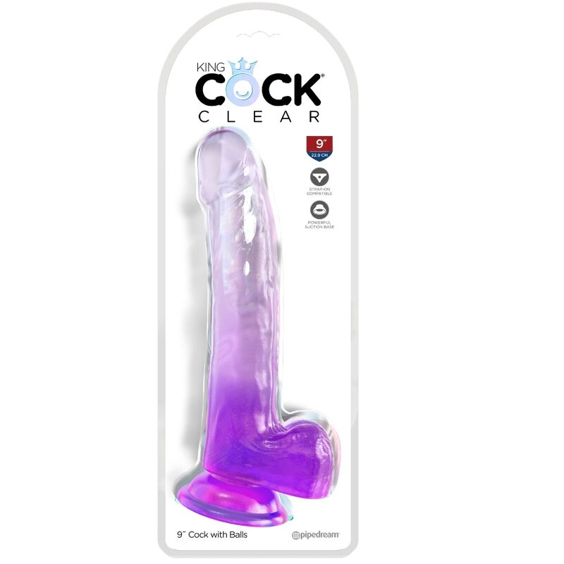 King Cock Clear Dildo With Testicles 20.3 Cm Purple | Niks.fi verkkokauppa