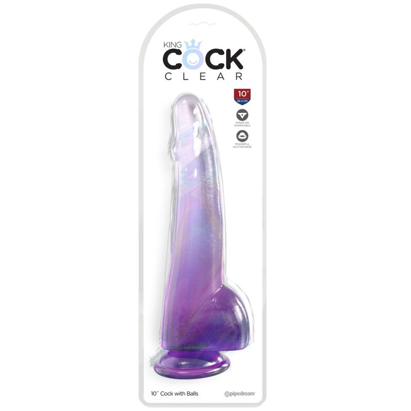 King Cock Clear Dildo With Testicles 19 Cm Purple | Niks.fi verkkokauppa