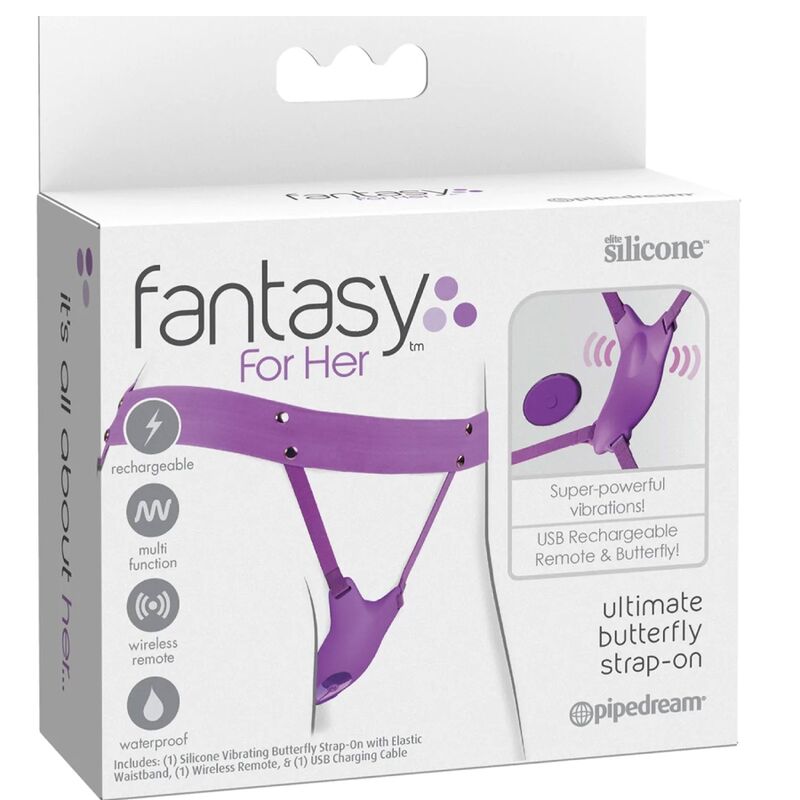 Fantasy For Her Butterfly Harness, Vibrating Rechargeable & Remote Control Purple | Niks.fi verkkokauppa