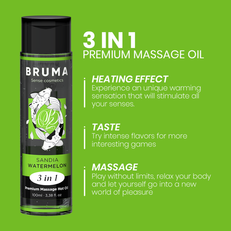 Bruma Premium Massage Hot Oil Watermelon 3 In 1 100 Ml | Niks.fi verkkokauppa
