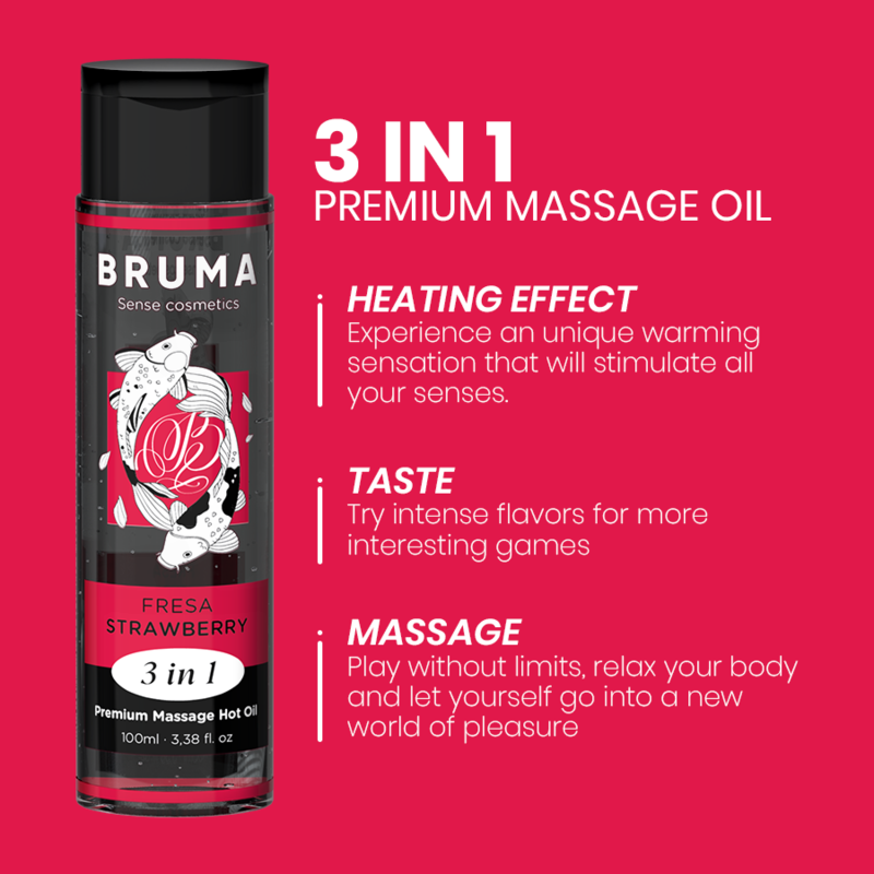 Bruma Premium Massage Hot Oil Strawberry 3 In 1 100 Ml | Niks.fi verkkokauppa