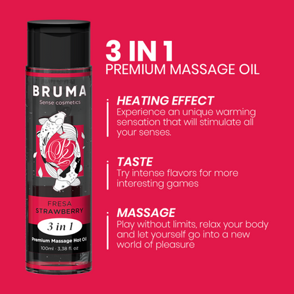 Bruma Premium Massage Hot Oil Strawberry 3 In 1 100 Ml | Niks.fi verkkokauppa