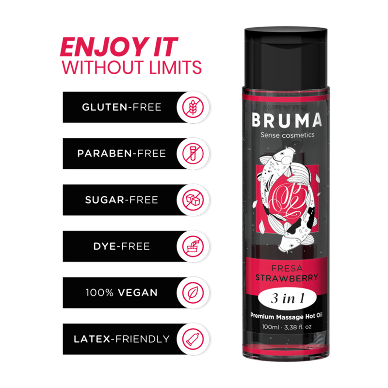 Bruma Premium Massage Hot Oil Strawberry 3 In 1 100 Ml | Niks.fi verkkokauppa