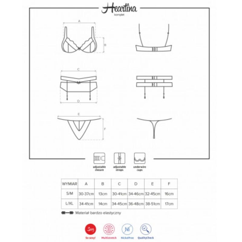 Obsessive Heartine Set Three Pieces S/M | Niks.fi verkkokauppa