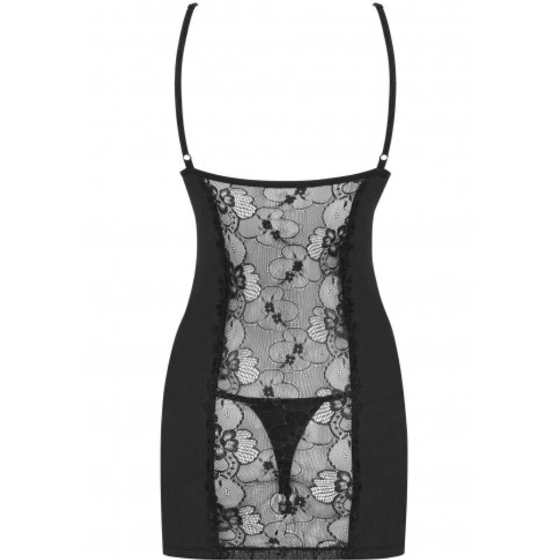 Obsessive Heartine Chemise & Tanga Black L/Xl | Niks.fi verkkokauppa