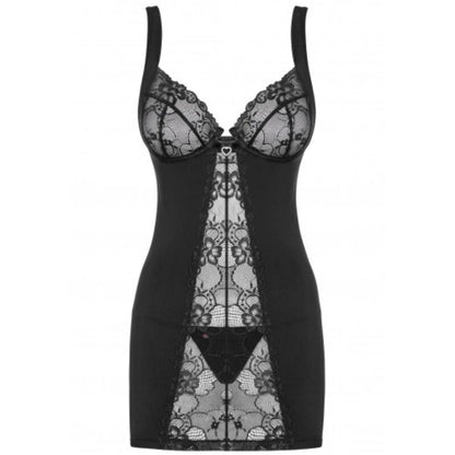 Obsessive Heartine Chemise & Tanga Black L/Xl | Niks.fi verkkokauppa