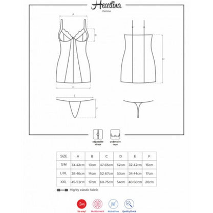 Obsessive Heartine Chemise & Tanga Black L/Xl | Niks.fi verkkokauppa