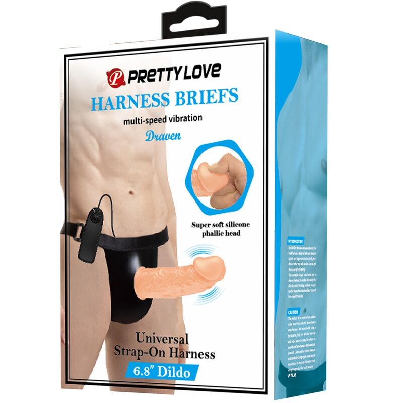 Pretty Love Harness Briefs With Vibration Dildo Included | Niks.fi verkkokauppa