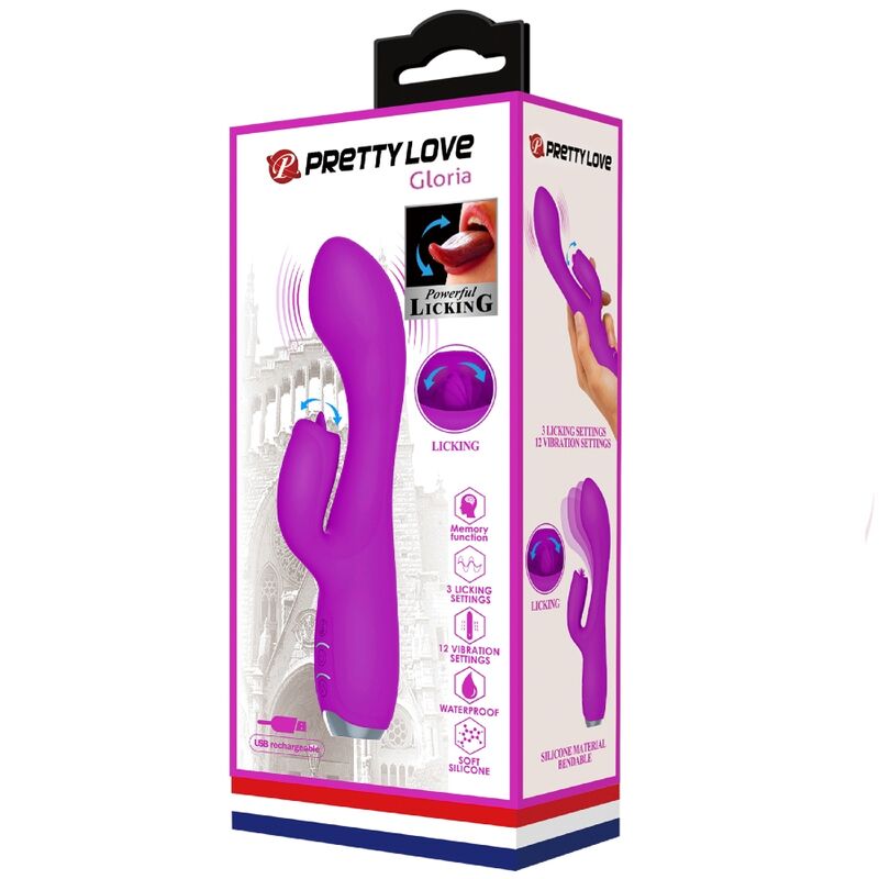 Pretty Lovegloria Rechargeable Rabbit Vibrator-Waterproof Purple | Niks.fi verkkokauppa