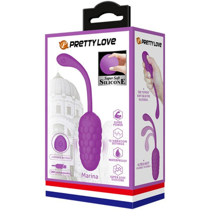 Pretty Love Vibrating Egg With Purple Rechargeable Marine Texture | Niks.fi verkkokauppa