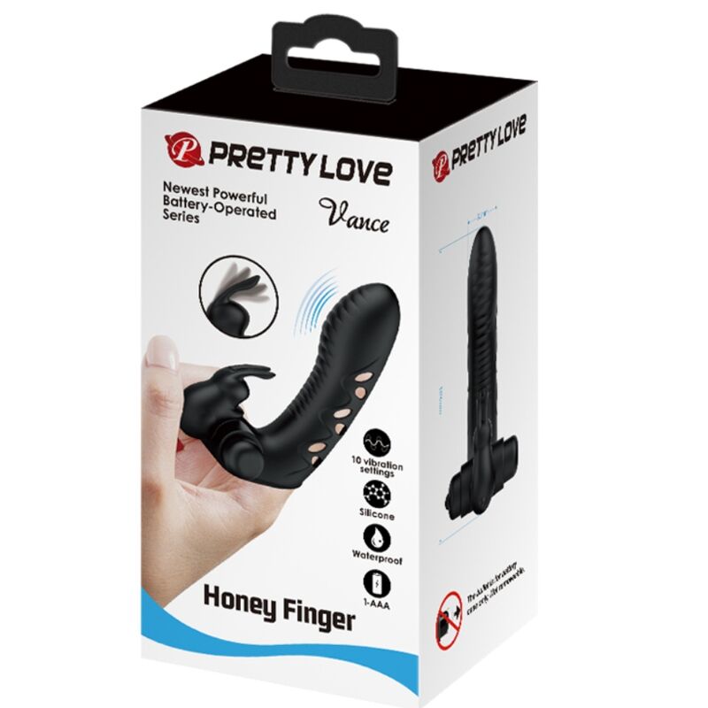 Pretty Love Vance Black Rabbit Vibrator Finger Cover | Niks.fi verkkokauppa